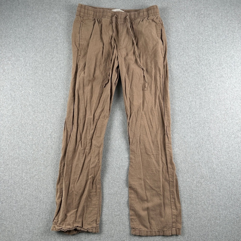 PacSun Pants Men Small Brown Straight Linen Blend Drawstring 133SP256120 Casual